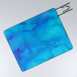 Delightfully Bright Ultramarine, Watercolor Abstract Painting Picnic Blanket