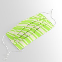 [ Thumbnail: Light Green & Light Yellow Colored Striped Pattern Face Mask ]