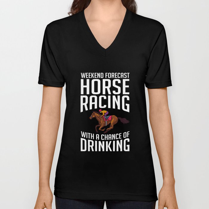 Horse Racing Race Track Number Derby V Neck T Shirt