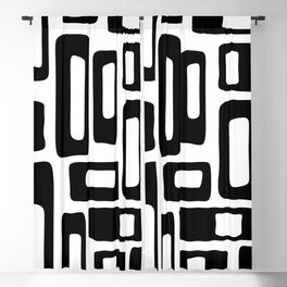 Retro Mid Century Modern Abstract Pattern 336 Black and White Blackout Curtain