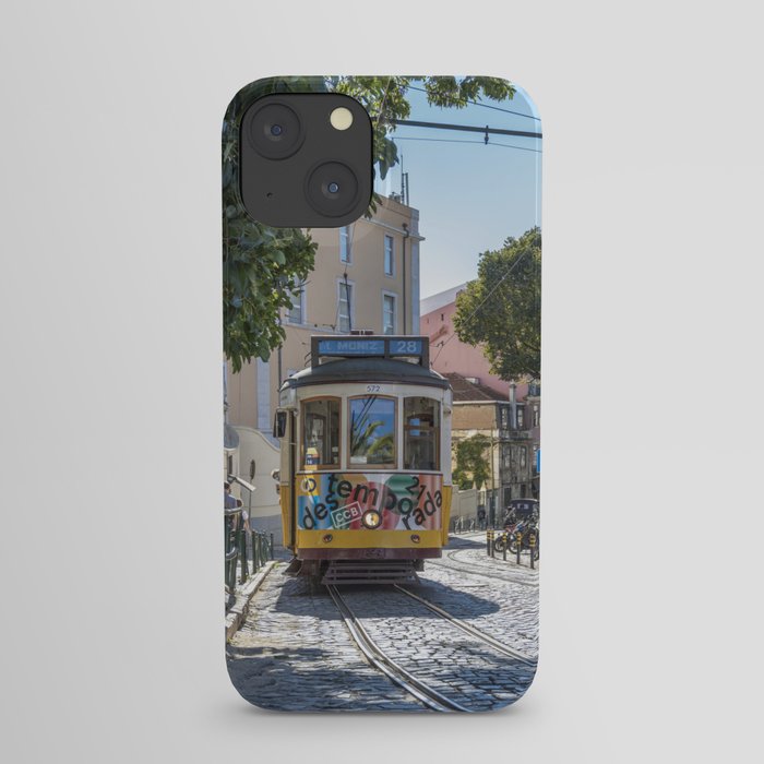 Tram in Lisbon, Portugal - vintage cable car summer - street and travel photography iPhone Case