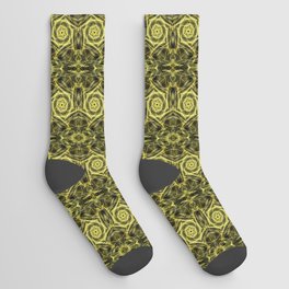 Liquid Light Series 72 ~ Yellow & Grey Abstract Fractal Pattern Socks