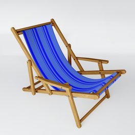 [ Thumbnail: Blue and Royal Blue Colored Stripes Pattern Sling Chair ]