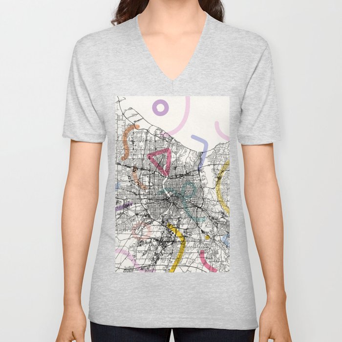 Rochester USA - Authentic City Map Collage V Neck T Shirt