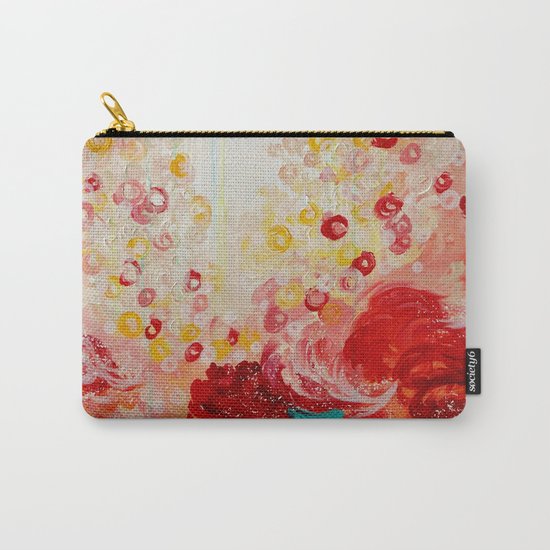 SUMMER DAYS Feminine Pretty Pink Red Peach Abstract Acrylic Painting Whismical Nature Color Splash Carry-All Pouch