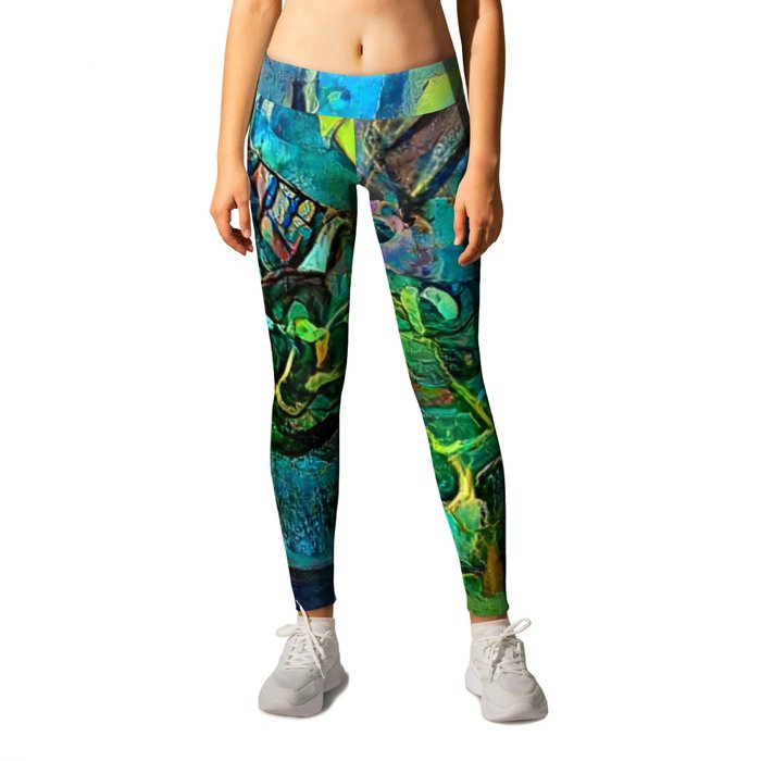 Abstract Green Composition Leggings