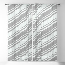[ Thumbnail: Gray and Mint Cream Colored Lines/Stripes Pattern Sheer Curtain ]