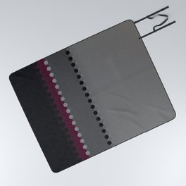 Modern Burgundy Grey Black Stripe Dot Pattern Picnic Blanket