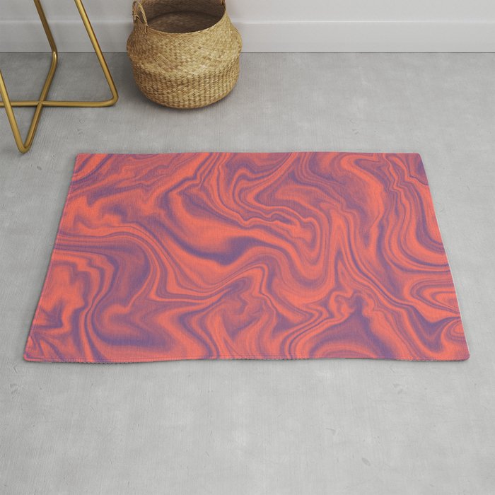 Living Coral - color of year 2019, Ultra Violet Marble Abstract Gradient Pattern Rug