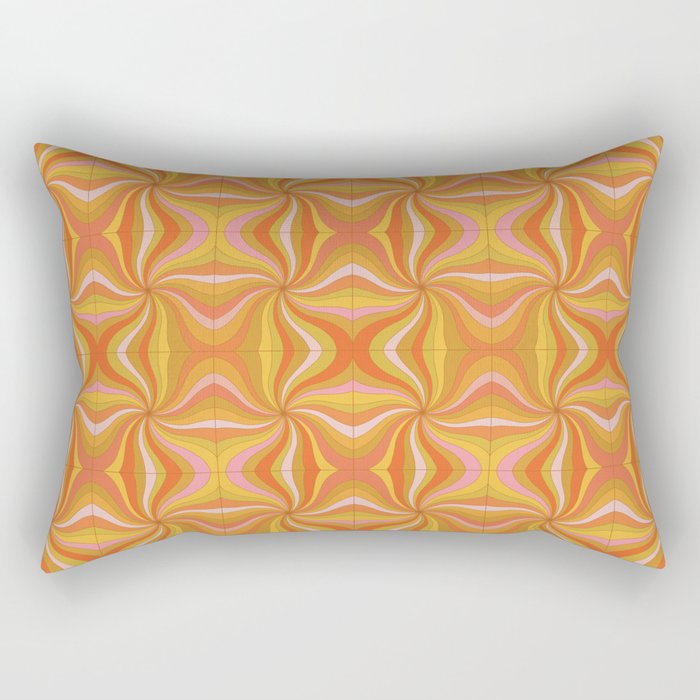 Symetric Sunburst Retro 70s Pattern Rectangular Pillow