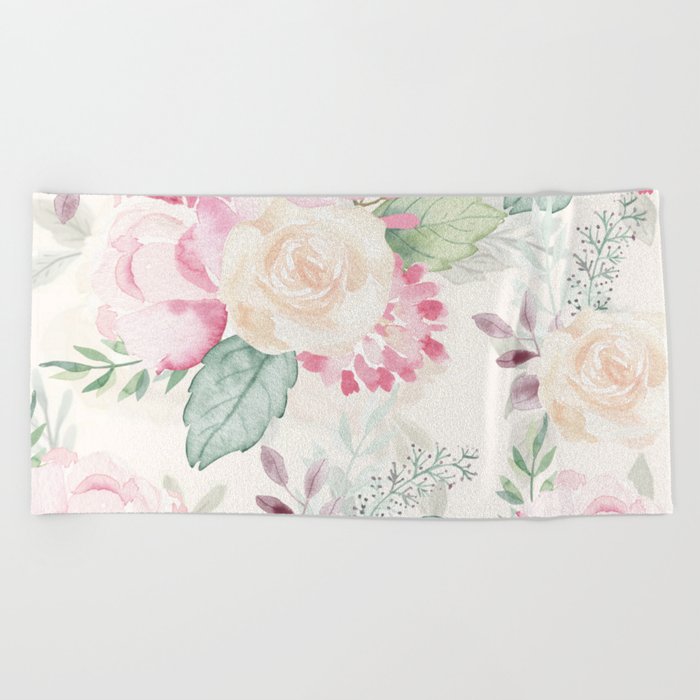 Romantic Floral Bouquet Beach Towel