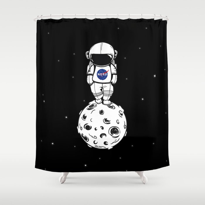 rolling in space Shower Curtain