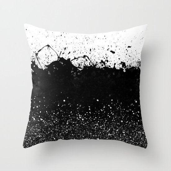 Black and White Splatter Theme Throw Pillow by Cafelab Society6