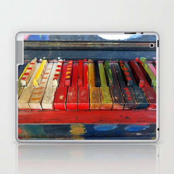 Arts and crafts colorful painted piano keys musical color photograph / photography for home and wall decor Laptop & iPad Skin