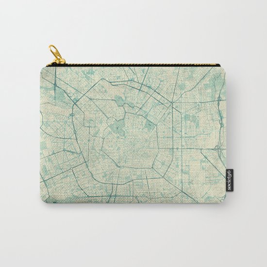 Milan Map Blue Vintage Carry-All Pouch