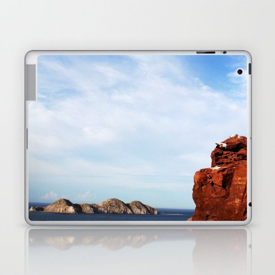 Mexico Photography - An Orange Cliff By The Blue Ocean Laptop & iPad Skin