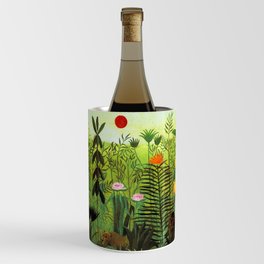Henri Rousseau "Exotic Landscape with Lion and Lioness in Africa" Wine Chiller