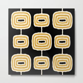 Mid Century Modern Atomic Rings Pattern 244 Black Beige and Yellow Metal Print | Modern, Boomerang, Midcentury, 1970S, Atomicrings, 1960S, Century, Black, Midcenturymodern, Yellow 