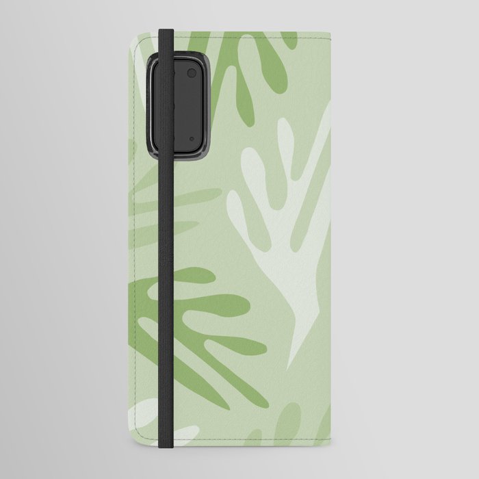 Ailanthus Cutouts Midcentury Modern Botanical Abstract Pattern in Sage Green Android Wallet Case