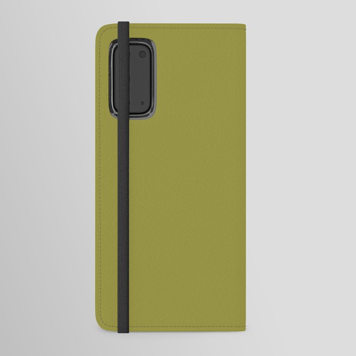 Dark Green-Yellow Solid Color Pantone Split Pea 16-05445 TCX Shades of Yellow Hues Android Wallet Case