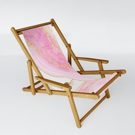 Abstract Gold And Pink Glamour Marble  Sling Chair