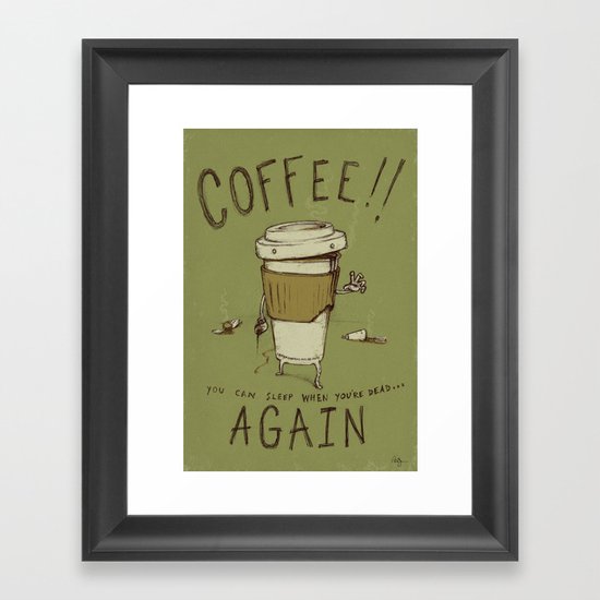 Zombie Coffee Framed Art Print
