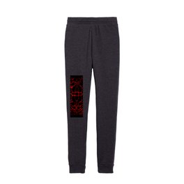 Distorted Gothic Stained Glass Window Pane in Fire Red and Black Kids Joggers