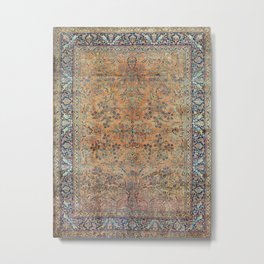 Kashan Floral Persian Carpet Print Metal Print | Retro, Birds, Geometric, Persian, Rug, Pattern, Graphicdesign, Vintage, Tribal, Area 