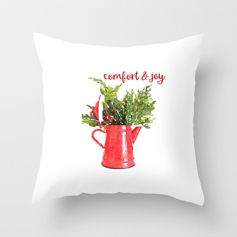 Comfort Joy Red Christmas Coffee Pot Throw Pillow By