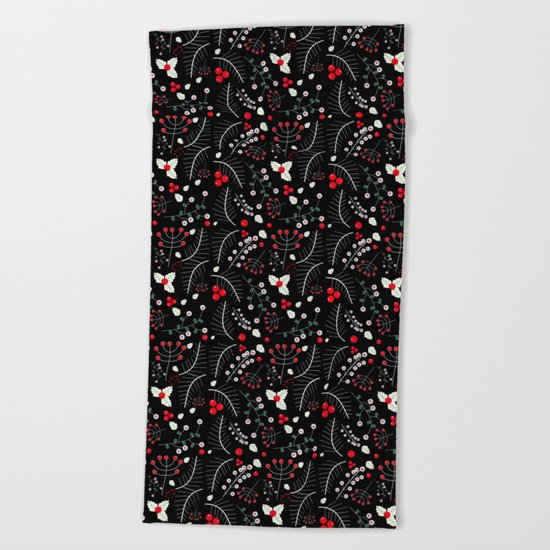 mistletoe black Beach Towel