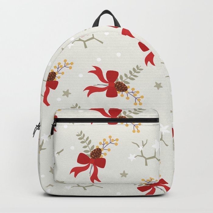 Christmas Pattern Pretty White Ribbon Floral Backpack