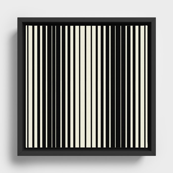 Mid century modern lines pattern - Black and White Framed Canvas