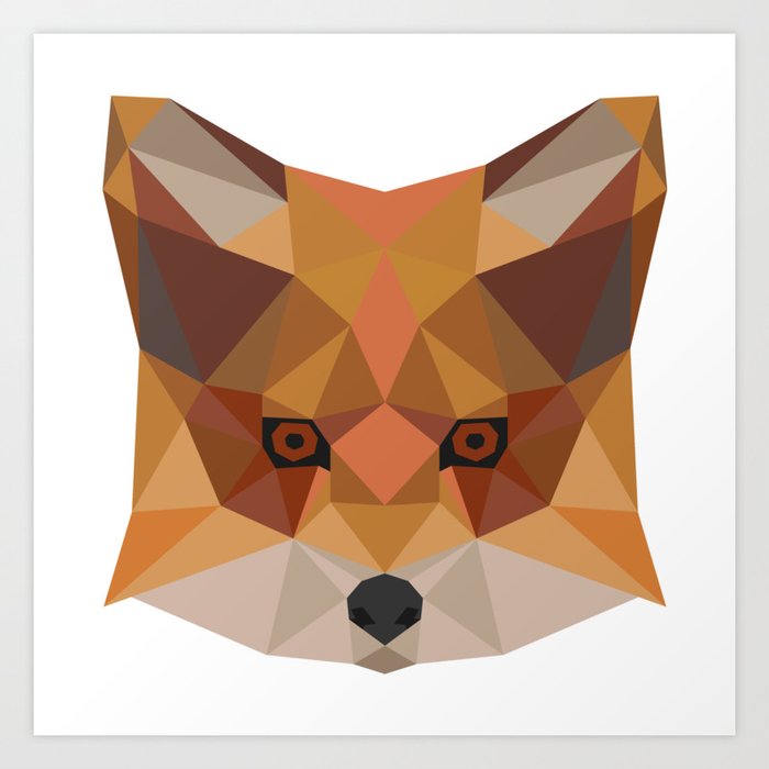 Fox Head Geometric Hipster Gift Idea Animal Draw Art Print By Franja2 Society6