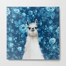 Blue Llama Painting Metal Print