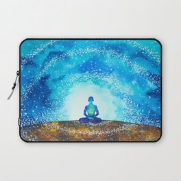 human meditate mind mental health yoga chakra spiritual healing watercolor painting illustration design Laptop Sleeve