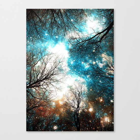 Black Trees Turquoise Brown Space Canvas Print