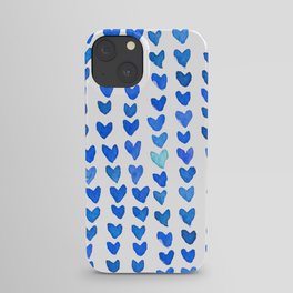 Brush stroke hearts - blue iPhone Case