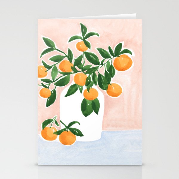 Orange Tree Branch in a Vase Stationery Cards