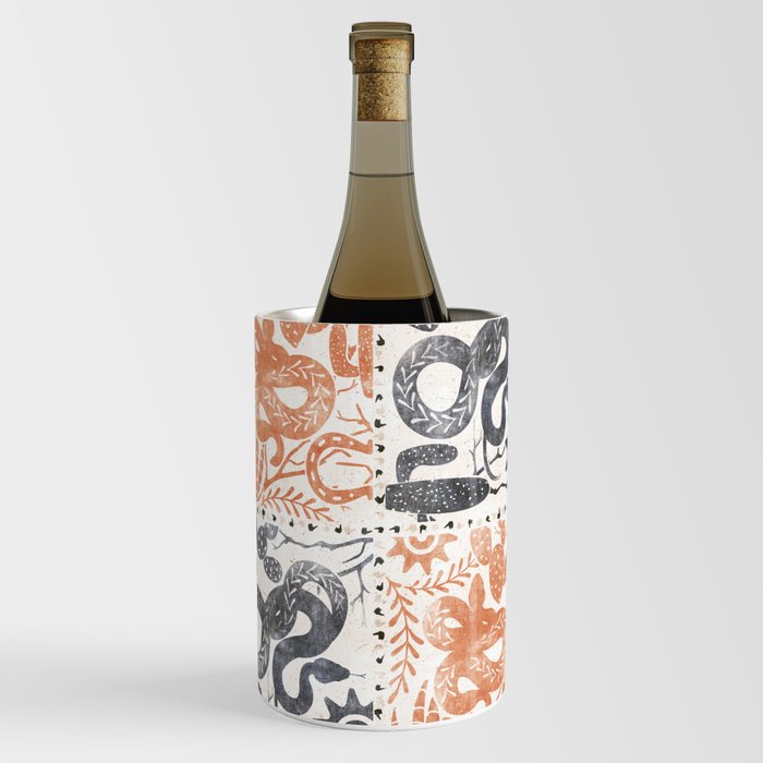 Sandy Orange Desert Block Print Wine Chiller
