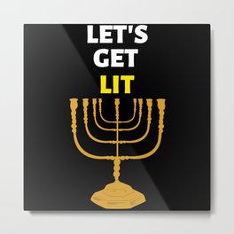 Funny Happy Hanukkah Candles Menorah Jewish Metal Print