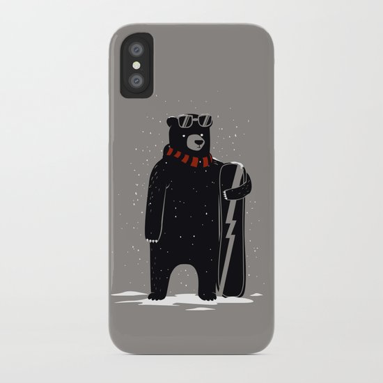 Bear on snowboard iPhone Case