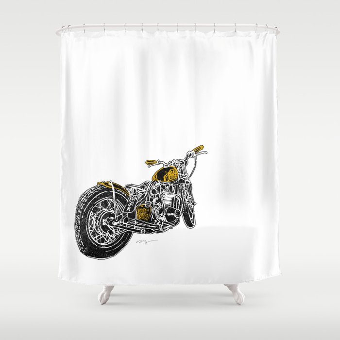 Rootbeer Bobber Custom Motorcycle Shower Curtain Rootbeer Bobber Custom Motorcycle Shower Curtain