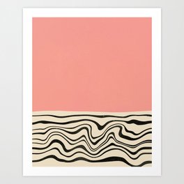 Minimalist Abstract Mid-Century Modern (Blush Pink) Art Print