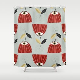 Floral seamless pattern with whimsical red flowers Shower Curtain