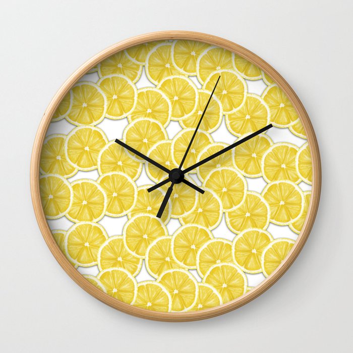 Lemon WaterColor paper pattern Wall Clock