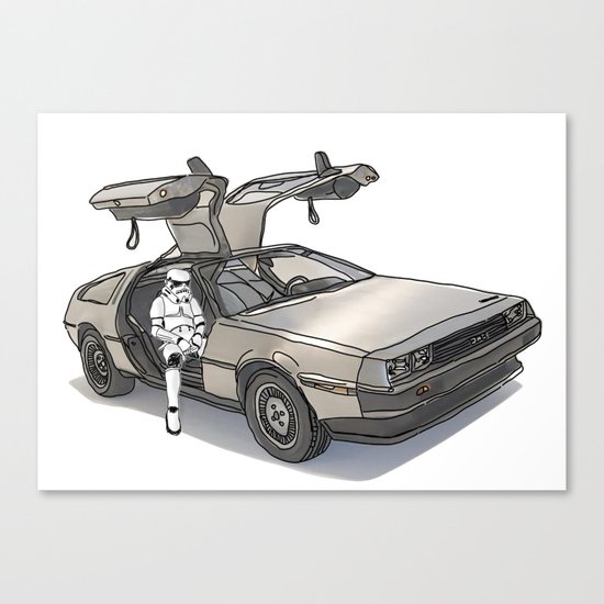 Stormtroooper in a DeLorean - star wars Canvas Print