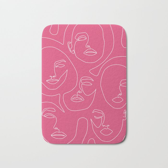 Faces In Pink Bath Mat