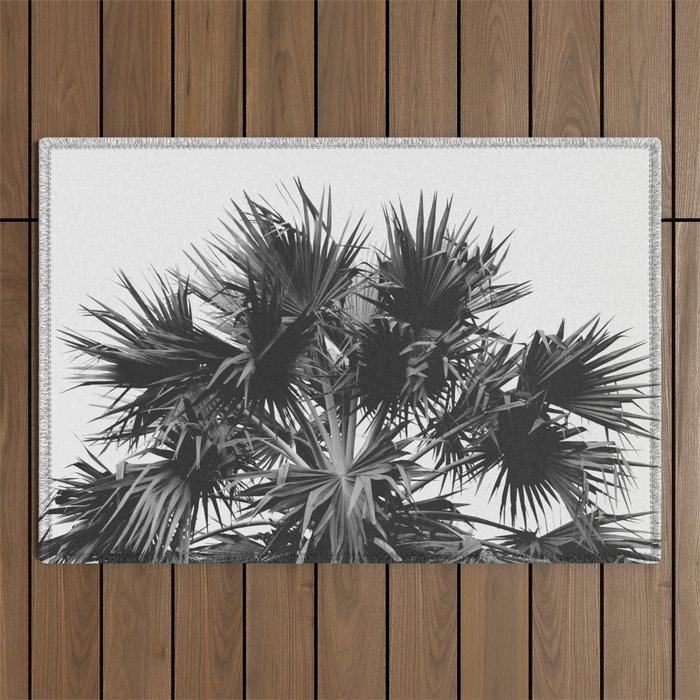#01#B&W#Palm#tree Outdoor Rug