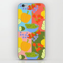 Retro Modern Mixed Summer Fruits and Vegetables iPhone Skin