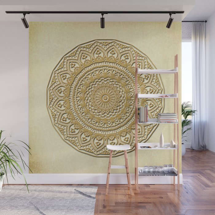 Golden Plate Mandala In 3d Wall Mural By Lena127 Society6